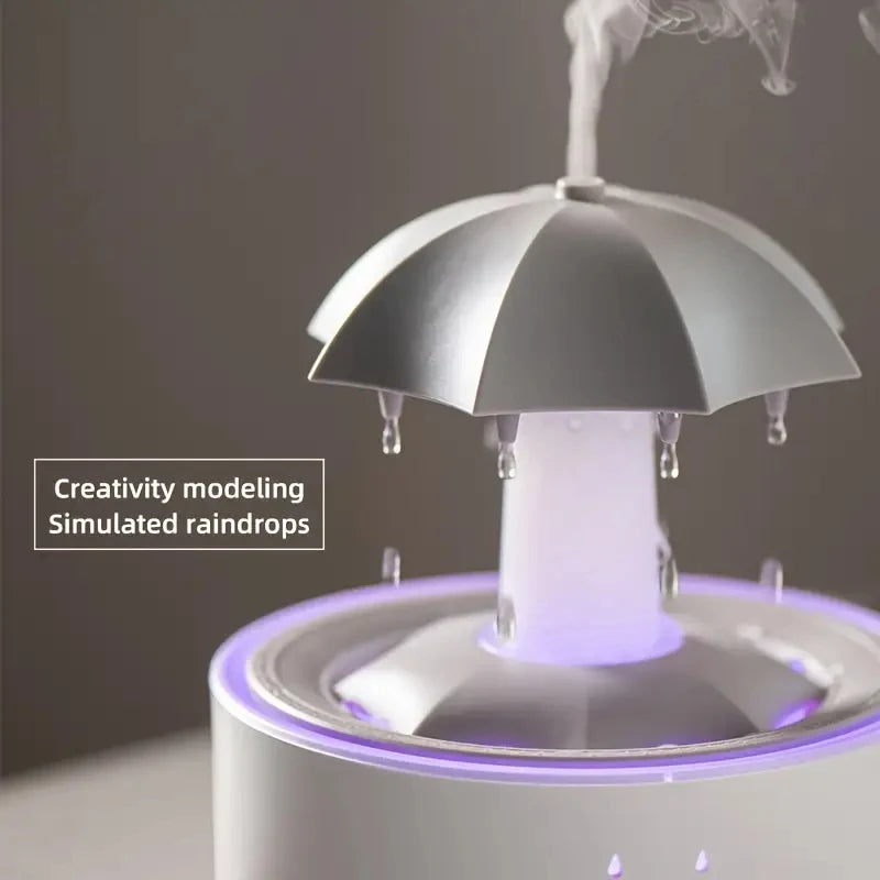 Rotate Umbrella Water Drop Air Humidifier with Colorful Light Raindrop