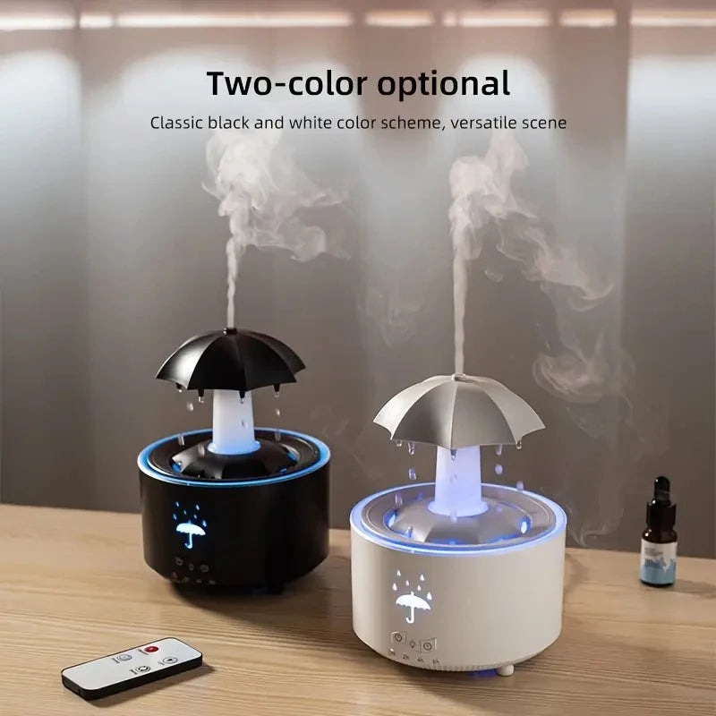 Rotate Umbrella Water Drop Air Humidifier with Colorful Light Raindrop