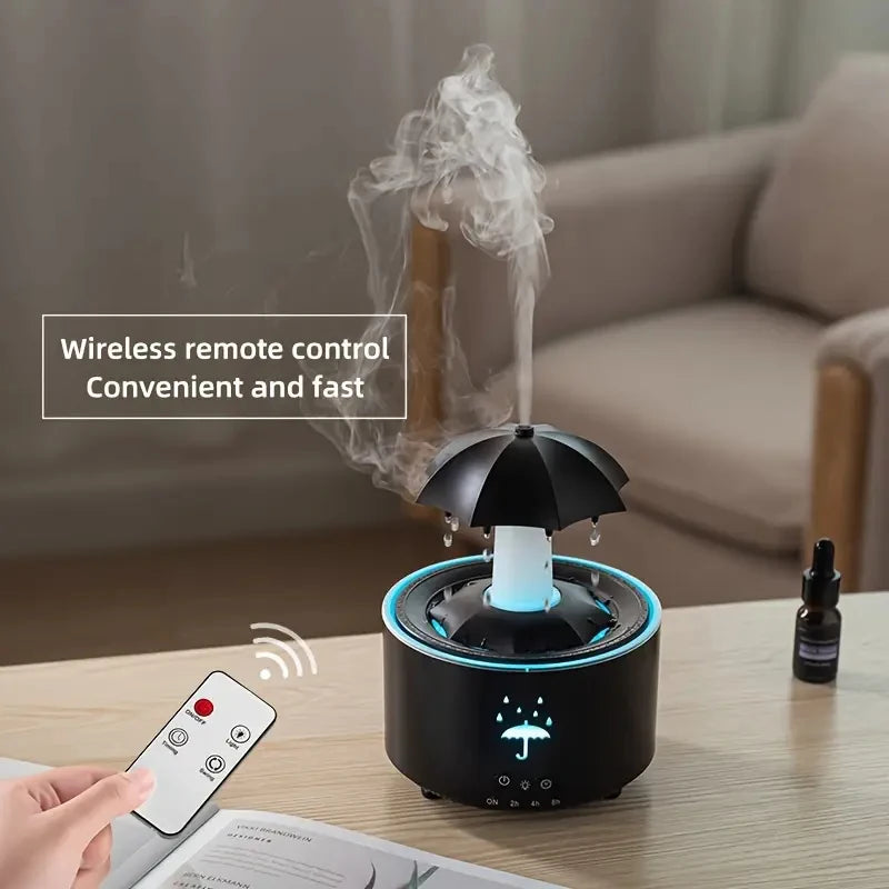 Rotate Umbrella Water Drop Air Humidifier with Colorful Light Raindrop